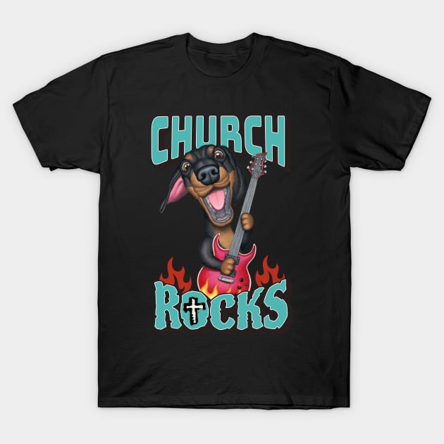 Funny cute rocking shirt with great faith Church Rocks T-Shirt by Danny Gordon Art